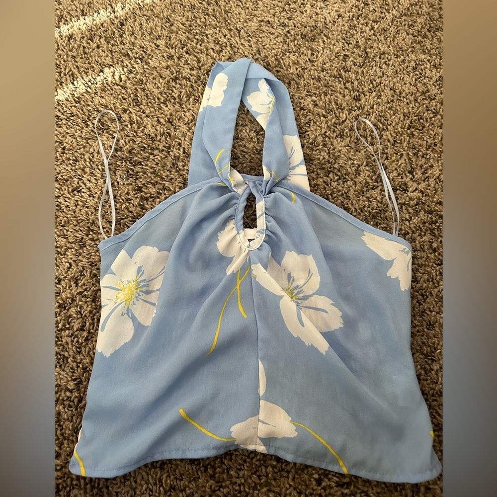 Baby blue Sienna Sky cross top. Never worn